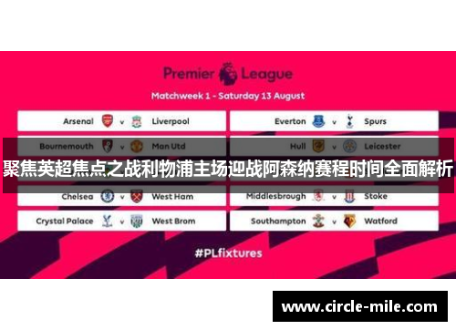 聚焦英超焦点之战利物浦主场迎战阿森纳赛程时间全面解析 聚焦英超焦点之战利物浦主场迎战阿森纳赛程时间全面解析
